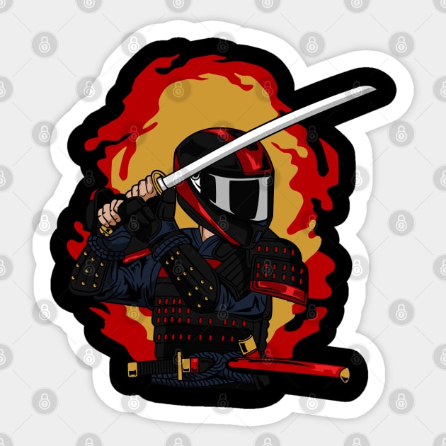 BIKER BLACK SAMURAI Sticker by beanbeardy